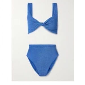 Hunza G Jamie twist front blue metallic suit